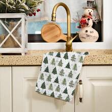 2/4/48pcs Vintage Christmas Kitchen Towels - Ultra-Soft, Absorbent Polyester Dish & Large Christmas Tree Patterns - Perfect For Holiday Decor & New Year Gifts,Christmas Decoration,Kitchen Decoration,Party Decoration - Multicolor - View 5