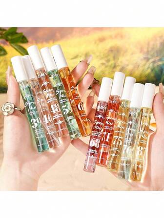 1/10 件套 10ml 巴西水果香氛喷雾，限量版礼盒装，便携式空气清新喷雾，蕴含清新天然精华，持久迷人，散发香草、椰子、花香、水果、柑橘、水生木香、香调和海洋的优雅气息。香薰扩香器和空气净化器，适用于家庭、浴室、卧室、人体、车内等。