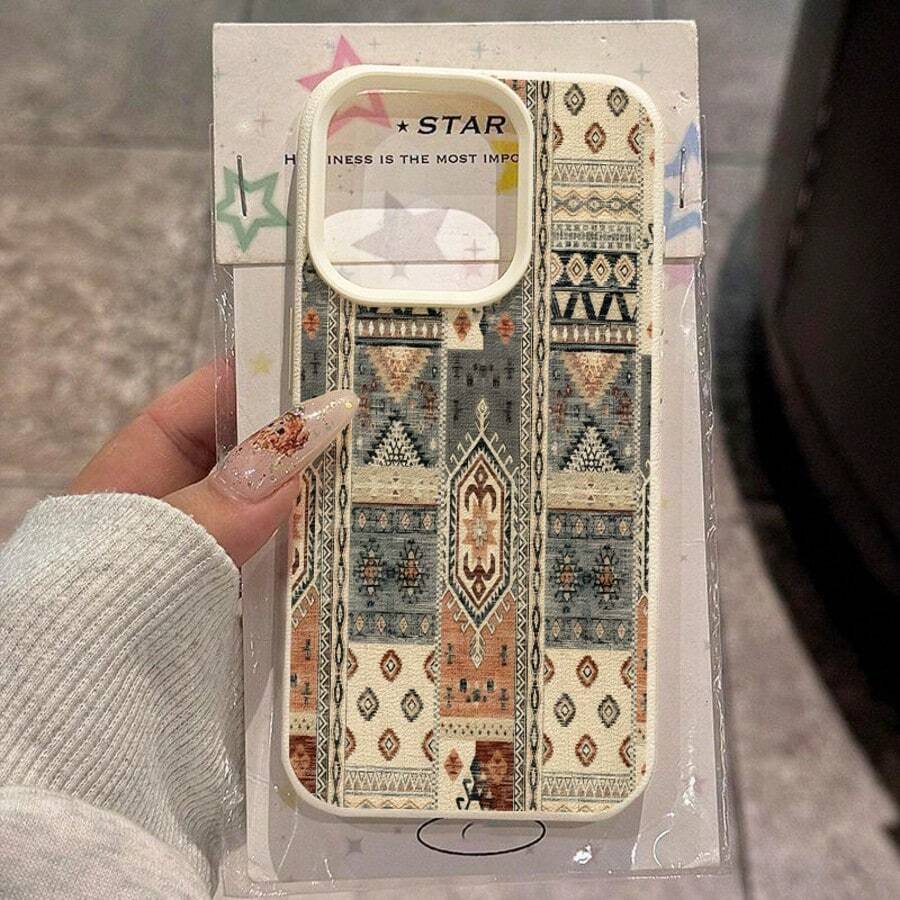 Flower 1pc TPU Material Vintage Floral Patchwork Pattern Phone Case Compatible With IPhone 17 Pro Max/17/16 Pro Max/15/13/12/11, S20 FE/A15/S24/A55, Compatible With Redmi Note 11/12/13 Pro, Full Coverage Anti-Drop Soft Protective Cover,International Version, Not The Domestic Version - White - View 1