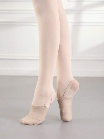 Chaussures de danse à semelle mi-molle tricotées, chaussures de jazz étirables pivotantes, chaussures à demi-orteils, chaussures de cheerleading et de gymnastique rythmique, chaussettes de ballet