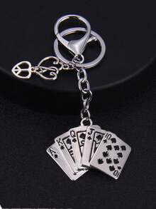 1 buc Unisex Creative oțel inoxidabil Poker Card breloc pică Straight Flush Poker pandantiv sac farmec cadouri pentru femei cadouri pentru bărbați - Multicolor - Vizualizare 3