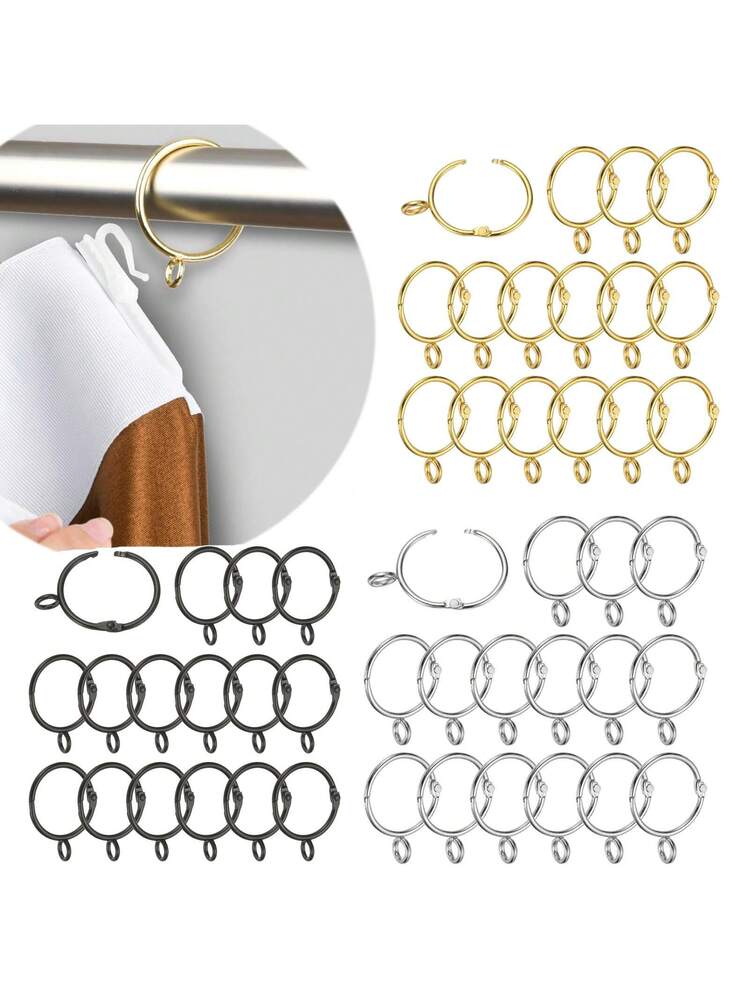 10 pezzi / 30 pezzi / 50 pezzi anelli per tende con occhiello aperto da 1,5 pollici - anelli per tende in metallo dorato, nero, argento, anelli per appendere e ganci per