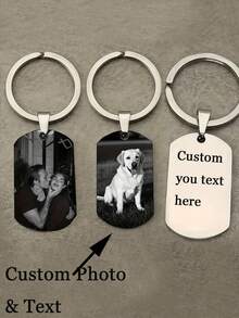 1pc Personalized Photo Keychain, Engraved Picture Keychain, Anniversary Gift, Custom Photos Text Keychain, Unique Keychain, Boyfriend Gift, Girlfriend Gift Idea, Valentine's Day Gift, Halloween, Christmas Gift - Multicolor - View 1