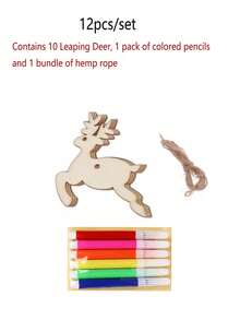 12pcs Unfinished Wooden Christmas Tree Ornaments, DIY Painting Craft Kit (Includes 10 Wood Slices, 1 Pack Of Colored Pens, 1 Bundle Of Jute Rope), Creative Hand-Painted Home Decor, Suitable For Halloween, Christmas, DIY Wood Painting, Wood Slices, Hotels, Restaurants, Family Gatherings, Holidays And Year-Round Decoration, Birthday Party Gifts