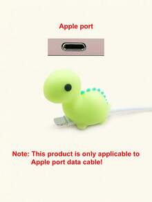 Cartoon Green Grass Dragon Apple Data Cable Interface Protector, Anti-Bending Silicone Charging Protector - Green - View 3
