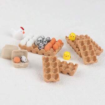 1 Set de Huevos Falsos Realistas en Miniatura, Juguete de Comida de Cocina, Juguete de Supermercado en Miniatura, Decoración de Escritorio, Accesorio de Casa de Muñecas, Prop de Casa de Muñecas, Juguete Pequeño en Miniatura, Juguete de Creatividad Micro para Adolescentes
