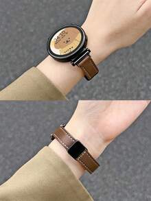 18 毫米、20 毫米、22 毫米极简主义皮革磁性替换表带 - 适用于 Garmin、Galaxy Watch 6 5 4 40 毫米 44 毫米、Galaxy Watch 5 Pro、Galaxy Active 2、Watch 6 4、GT5 GT4 GT3 GT2 Pro 的时尚表带 - 駝色 - 查看 6