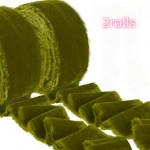 2 Rolls 1.5 Inch 1.5 Yards (3yards Total) Velvet Ribbon Frayed Edge Silk Velvet Ribbon Raw Edge Christmas Ribbon For Holiday Wreath Bow Decorations Gift Wrapping