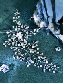 1 قطعة ديكور خصر فستان زفاف أنيق، حزام خصر عصري بسيط مرصع بالراين والخرز، سلسلة خصر فاخرة