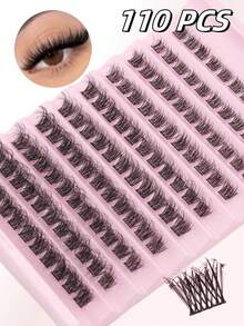 110Pcs Clusters Individual Lashes Soft Natural Faux Mink False Eyelashes 8-16MM Mix DIY Eyelash Extension Lash Clusters, Eyelash Clusters, Individual Eyelashes, Lashes, Fake Lashes - D - View 2