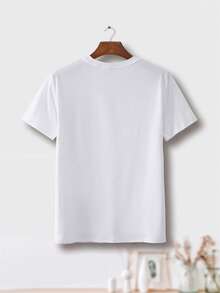 Camiseta 100% algodón para hombre con un elegante y sencillo estampado de mascarilla. Camiseta informal y cómoda de manga corta y cuello redondo. Ideal para primavera y verano, ideal para cualquier ocasión. Color liso, informal y para uso diario. Camiseta ligera y transpirable de verano (tallas S, M, L, XL, XXL y XXXL). - Blanco - Ver 2