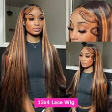 13x4 Ombre Lace Front Wigs Human Hair For Women 250 Density 4/27 Highlight Colored HD Transparent 34 Inch Straight Lace Front Wig Human Hair Pre Plucked Glueless Lace Frontal Wigs - S4/27 - 查看 3