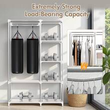 Portable Closet, Clothes Storage Organizer With 6 Shelves, Clothes Hanging Rail, Non-Woven Fabric Closet, Clothing Racks For Hanging Clothes,Portable Wardrobe With 6 Shelves & 1 Hanging Rod, 4 Side Pockets  For Bedroom ﻿ - Màu nâu - Xem 10