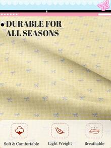 1pc Fitted Sheet, Bedding, Fitted Sheet, Fitted Sheet, Mattress Protector, Soft & Comfortable Mattress Cover, Home Decor, Yellow Plaid Bow Pattern Fitted Sheet, Without Pillowcase, Suitable For Twin, Full, Queen, King Bed, Bedding Gift, Warm Textile, Machine Washable Sofa Cover, Oeko-Tex - Multicolor - View 7