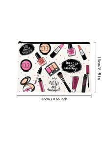 时尚化妆旅行包，采用化妆品图案设计，轻便可折叠拉链袋，适合存放化妆品、洗漱用品和文具，易于擦拭清洁，是送给女性的理想礼物。 - 彩色 - 查看 6