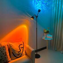 Dual-Head Color Changing LED Floor Lamp With Remote Control, USB Powered Adjustable RGB Ambient Lighting, Modern Decorative Floor Lamp For Living Room, Bedroom, Gaming Corner, And Home Decor - đen - Xem 7