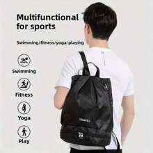 1 pieza Mochila de viaje multifuncional y ligera, con correas de hombro ajustables, adecuada para gimnasio, fitness, danza, playa, puede contener zapatos y baloncesto, mochila de almacenamiento deportiva para hombres con separación de húmedo y seco, bolsa de viaje - Multicolor - Ver 6