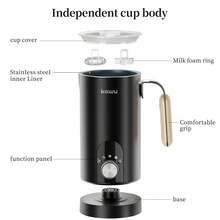 Espumador de leche. 5 en 1. Calienta y bate. Fácil de usar y limpiar. Práctico - Negro (Set con regalos) - Ver 3