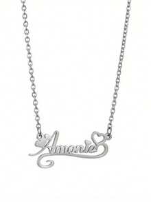 Customized Heart-Shaped Lace Name Necklace, Perfect Accessory For Casual Outfits, Elegant And Charming, Eye-Catching Decoration For Daily Wear