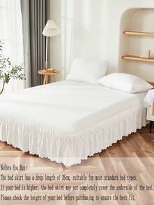 1件白色荷叶边床裙，波西米亚农舍风格，柔软超细纤维床裙，男女通用，不含被子