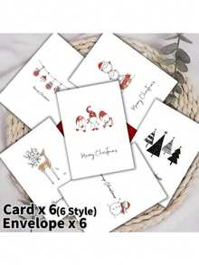 12 بطاقة تهنئة عيد الميلاد مع مغلفات، بطاقات هدايا عيد الميلاد بتصميم بسيط، مناسبة لتقديمها كهدايا عيد الميلاد للعائلة والأصدقاء والزملاء