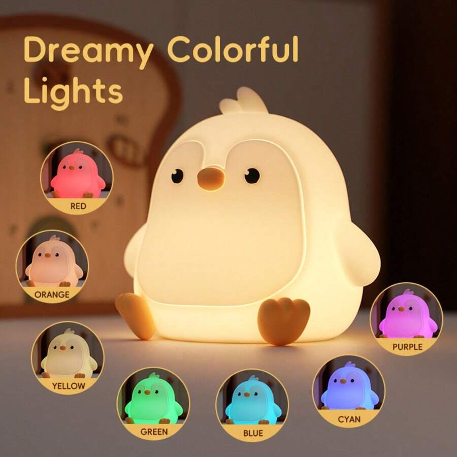 Đèn ngủ trang trí hình chim cánh cụt dễ thương cho trẻ em, 3 mức độ sáng và 7 màu sắc có thể điều chỉnh, đèn ngủ nhỏ thư giãn, món quà thú vị cho bé trai và bé gái.