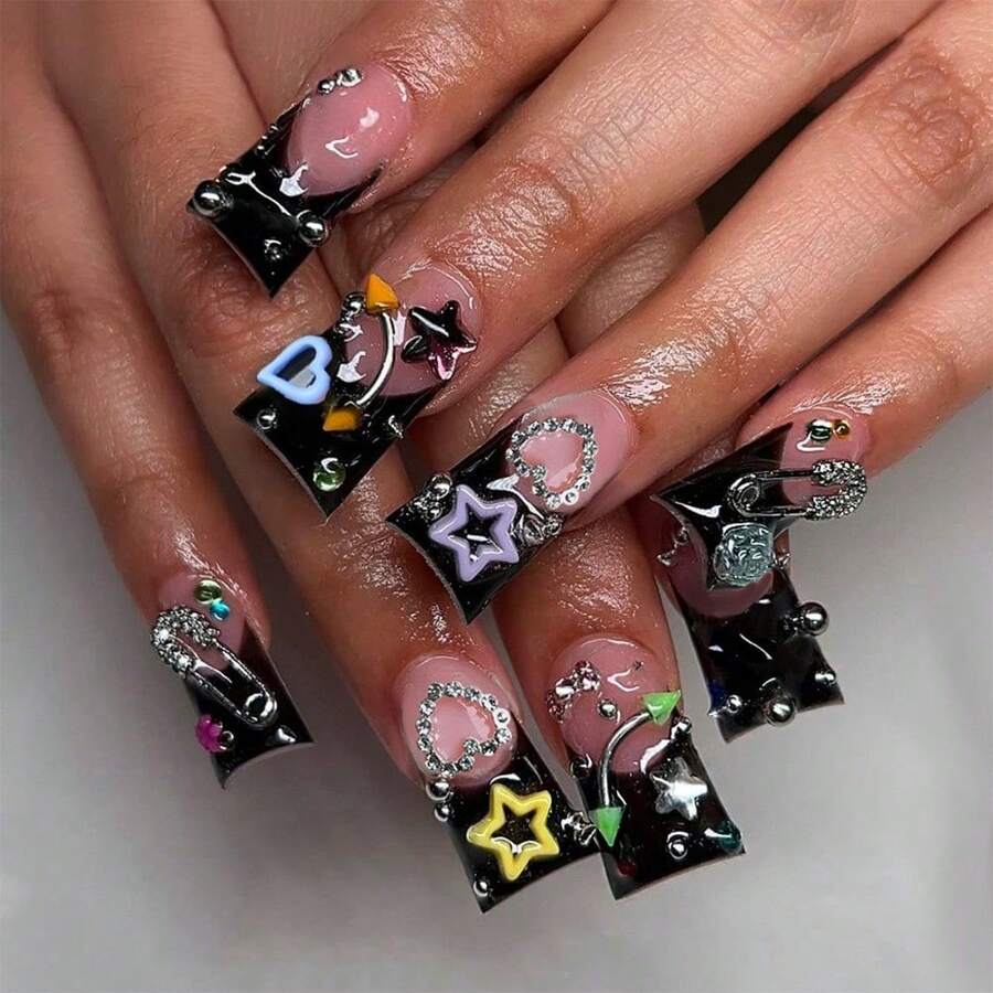 Autumn And Winter New Duckbill Wearing Nail French Metal Pendant Fake Nail Removable Nail Nail Piece Niche Unique - Yzaso-1186 - Xem 1
