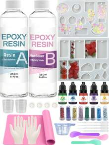 Bộ sản phẩm nhựa epoxy trong suốt 120ml/250ml, nhựa epoxy pha sẵn tỷ lệ 1:1, nhựa epoxy để bàn, dùng để phủ, đúc, sơn, thủ công mỹ nghệ, làm đồ trang sức. - Bộ nhựa Epoxy - Xem 1