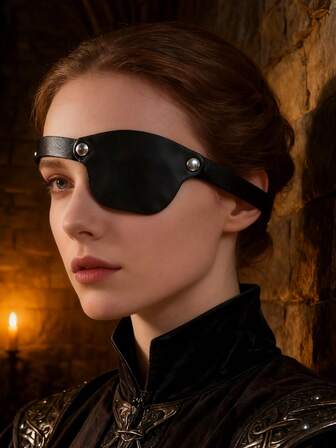 1 Viking Style Medieval Retro Pu Leather Eye Mask Eye Decoration Pirate Or Warrior Outfit Accessories