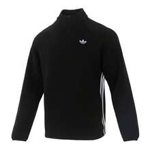 Adidas Originals 男士舒适连帽卫衣，SPACER DRILL TT 灰色双层针织套头衫，休闲日常穿着 - 黑色 - 查看 2