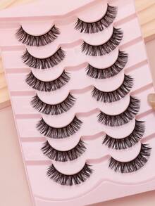 7 Paar D-Curl Wimpern, natürlich flauschig, handgefertigt, Wimpernverlängerung für tägliches Dating, Mode und beliebtes Make-up, Schönheitswerkzeuge, dramatisch 3D, Hochzeit, Party, natürlich schlank, Länge für Club, tägliche Arbeitstreffen, natürliche Kunstwimpern, angenehm zu tragen, gekreuzt