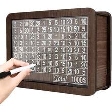 Cash Vault Wooden Savings BoxPiggy Bank For Adults 3D Puzzle Coin Bank With Counting Target Timber Savings Goals For Boys Grils Money Box 1000 Dollar(Small Size ) - 1000美元小號 - 查看 1