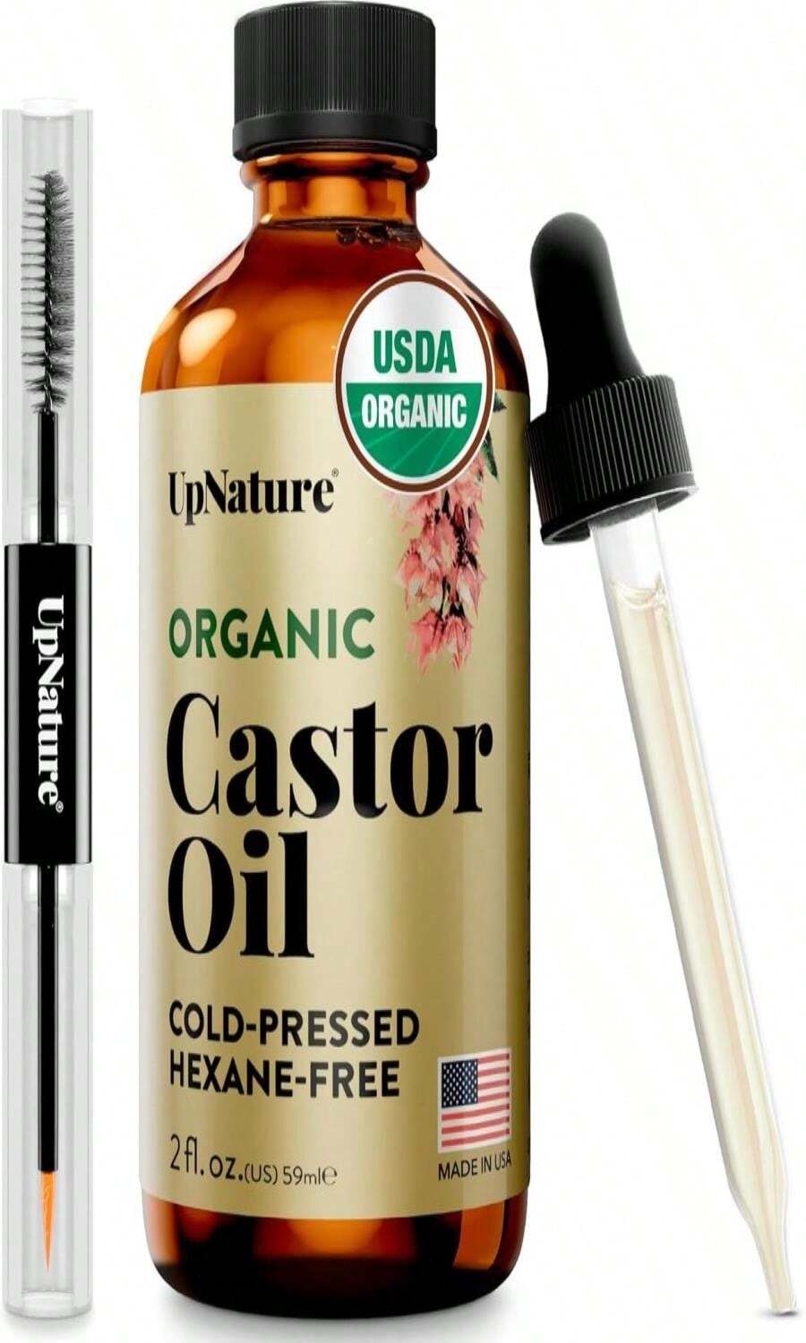 UpNature Organic Castor Oil For Eyelashes And Eyebrows – Eyelash Eyebrow Growth Serum With Hexane-Free Cold-Pressed Castor Oil Organic (2oz) - 顏色B - 查看 1
