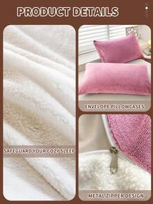 Conjunto de capa de edredom de lã (2/3 peças), conjunto de cama confortável, capa de edredom dupla face, capa de edredom macia e agradável ao toque, conjunto de cama rosa liso, roupa de cama macia e aconchegante para quarto e quarto de hóspedes, disponível em vários tamanhos, certificado Oeko-Tex. - Rosa - Ver 5