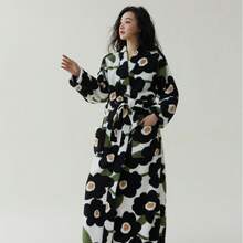 Bathrobe - Fluorescent Green Ripple Print Robe + Purple Pants - View 2