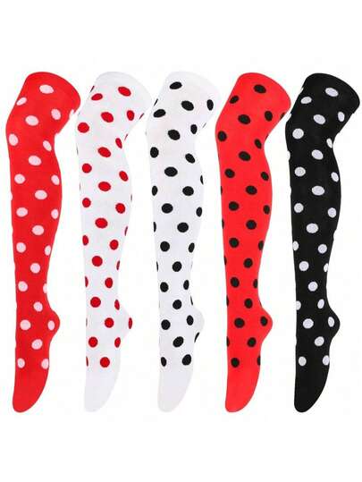 A Pair Of Red Polka-Dot Stockings, A Ladybug-Themed Costume, Perfect As A Prop, Gift, Or Cute Trinkets For Holiday Parties, Costume Balls, Halloween Costumes, And Christmas.