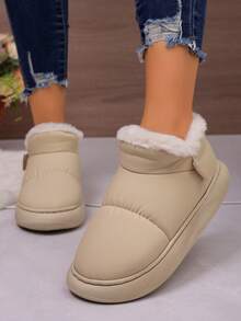 Pantufas Femininas Confortáveis Com Forro De Pelúcia, Pantufas Quentes Para Uso Interno Com Sola Grossa À Prova D'Água, Adequadas Para O Pós-Parto, Inverno