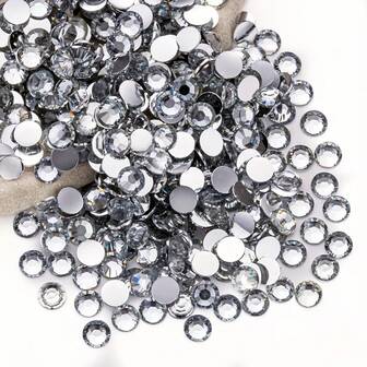 2000 piezas de 3-6mm Rhinestones de resina de respaldo plano plateados, gemas de gelatina redondas para hacer accesorios, zapatos, ropa, cosméticos, bolsos, decoración del Día de San Valentín
