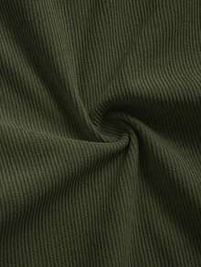 畅销灯芯绒男士加大码休闲衬衫夹克，翻领纽扣长袖开衫，带双口袋，适合休闲、时尚、通勤、街头风格、春秋季 - 軍綠色 - 查看 4