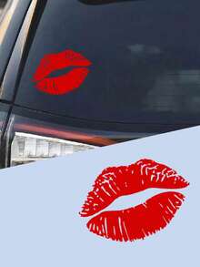 2 piezas Pegatina plana y creativa con diseño de labios de beso para decoración de carrocería de automóvil - Diseño de labios rojos sexy y elegante, calcomanía resistente al clima para ventanas y carrocería para personalización de automóviles | Accesorio decorativo audaz | Patrón de labios rojos vibrante y lindo, apto para parachoques, ventanas triangulares, ventanas laterales, cubiertas de automóviles, cascos de motocicleta, lados del tanque de combustible, película autoadhesiva resistente a los arañazos y al agua, adecuada para automóviles, motocicletas y SUV