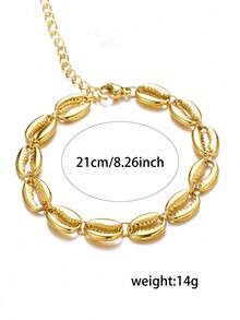 1pc Stainless Steel Lip Shaped Pendant Casual Wrist Chain Bracelet For Women - 金色 - 查看 10