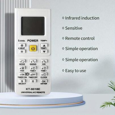 Control remoto universal de aire acondicionado KT-9018E 5000 en 1 para la mayoría de marcas como L*G, Hai*Er, AU*X, CHI*GO, DA*KIN, HIS*ENSE, HITA*CHI, SAN*YO, MID*EA, T*CL y talla grande