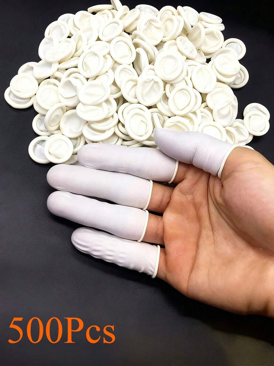 500個/包一次性手指套,多用途中號手指保護套,指尖與手指套,乳膠大拇指保護套,乳膠材質 - 適用於美容、電子、醫療及其他行業 - 彩色 - 查看 1