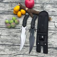 D2 Fixed Blade Knife With Sheath, Fixed Blade Knife Full Tang EDC Tools for Edc Camping Fishing - Blanco y Negro - Ver 11