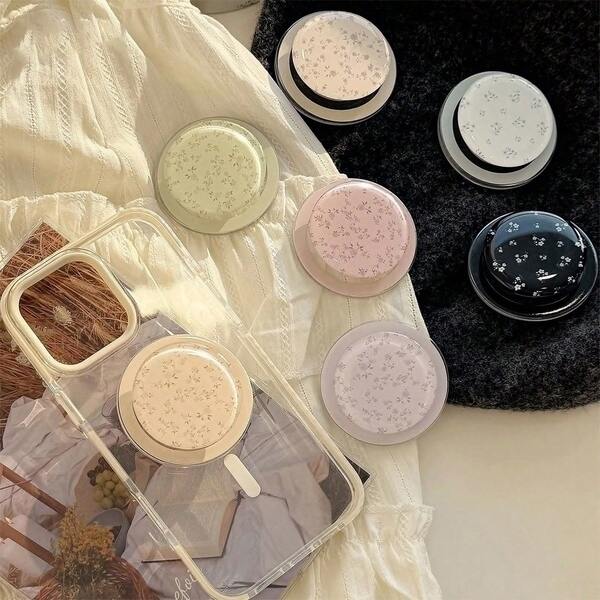 1 Stück INS Stil Blumen MagSafe Magnetischer Ausziehbarer Handyhalter, Sanftes romantisches farbenfrohe minimalistisches Design, kompatibel mit Apple, Honor, VIVO, OPPO Magnetischen Handyhüllen