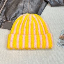 Women Beanie Hat - 黃粉紅色 - 查看 7
