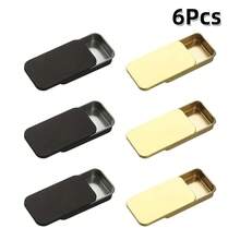 2/6Pcs Of 2.36X1.34X0.43 Inches, Sliding Top Tin Container, Tin Box Container, Small Item Storage Box With Lid, Such As Earrings, Jewelry Crafts, Etc