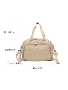 1pc Solid Color Small Handbag, Diaper Bag, Travel Diaper Bag, Baby Bag, Mommy Handbag - Khaki - View 7