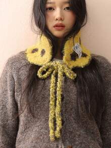 1件装女士羊毛针织护耳头带，秋冬新款学生保暖百搭帽，红色围巾，礼物，双面围巾，冬季