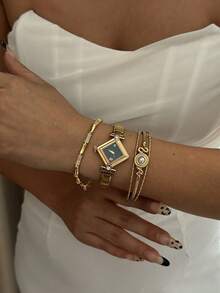 14k Gold Plated Cubic Zirconia & Pearl Elegant Luxury Women Bracelet